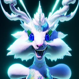 beautiful white sparkling cristaline creature side view whole body, 8k resolution, ultra hyperdetailed, Unreal Engine 5, ultra colourful, very small details, realistic, realistic lighting