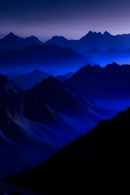 Paisagem com montanhas, em tons de violeta e azul escuro que dá um sentimento de medo