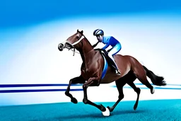 horse racing isolated in a blue background photo studio