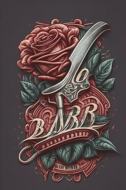 rose mit rasiermesser, haarschneidemaschine und diamant über schriftzug,firmenlogo für friseur barber, name soll SAMO THE BARBER sein, high quality, logo, graffitidesign, symmetrisch, 4k, retro, gentleman