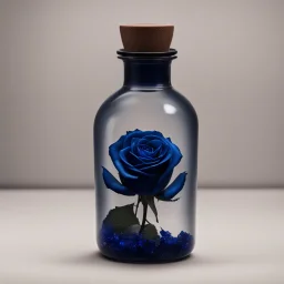 Midnight blue rose in a bottle