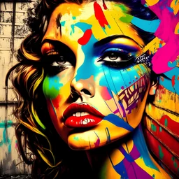 graffiti_street_art_beautiful_girl_photo_model_happy_sexy_vintage_mask_pop_art_colorful_background multi color domino salvador dali