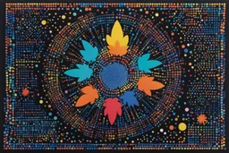 [style is lite brite art, luminous and colorful designs, pixelated compositions, retro aesthetic, glowing effects, creative patterns, interactive and playful, nostalgic charm, vibrant and dynamic arrangements] Génère un flyer de marabout décalé, format A5, couleurs criardes. Titre : 'MAÎTRE BOUYA – SPÉCIALISTE EN AMOUR, FOOT ET CUISINE !'. Texte : 'Je résous tout : divorce, mal de dos, et même tes problèmes de WiFi !'. Ajoute une photo floue d’un visage sérieux. Coordonnées : 24/24, 7j/7, Métro