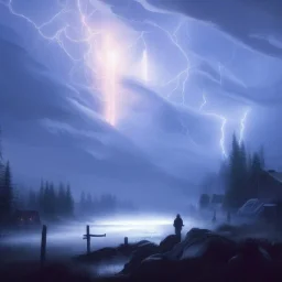 village in canada a storm is coming , ambient lighting, horror art, in the style of greg rutkowski,