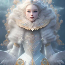 pixar art style of a super sweet and mega cute epic white queen, majestic, ominous, art background, intricate, masterpiece, expert, insanely detailed, 4k resolution, retroanime style, cute big circular reflective eyes, cinematic smooth, intricate detail , soft smooth lighting, vivid deep colors, painted Rena