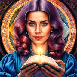 colored pencil drawing of a young French female fortuneteller , with highly detailed facial features ,in the style Ann Chernow, with a fine art aesthetic, highly detailed , realistic , 4k UHD cinegraphic quality