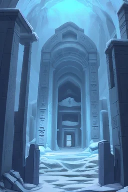 An ancient city trapped in an eternal glacier. The necropolis seems frozen in time. Fine line draw
