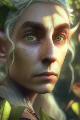 elf portrait in garden, hi detail, 4k, clear focus, depth of field, color correction, studio quality, backlight