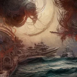 Insanely detailed photograph of an “artitcture plans of a large battleship on ocean ” with intricate waves, intricate embroidered band of stars, hyperdetailed painting by Ismail Inceoglu Huang Guangjian and Dan Witz CGSociety ZBrush Central fantasy art album cover art,8K, hdr, romantic, mysterious, ominous, flowers, jewelry, steam,oil,cafe,street vendor,steamship,D&D