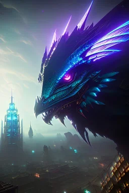 Kaiju, gloomy, 8k resolution, intricate details, ornate details, soft lighting, vibrant colors, retroanime, masterpiece, intricate eyeliner, dark eyeshadow, eyes, intricate tattoos, Modern city background