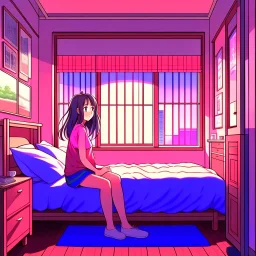 Streamer anime girl in a bedroom