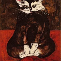 Portrait of an evil cat by schiele