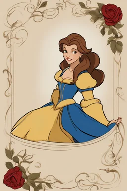 Belle from the movie "The Beauty and the Beast" on a light background