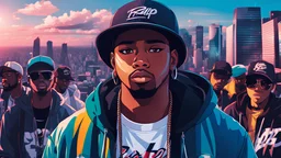 Montage of a rapper in different outfits, locations, and emotional states, illustrating the diverse episodes and experiences woven into their rap journey. highly detailed eyes and lips, HDR, 8K, ultra d tailed, High quality, lo-fi style, anime and tone