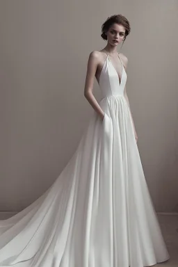 Long Luxurious White Wedding Dress Photorealistic