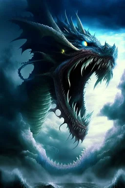 leviathan demon huge seprent monster beast sky