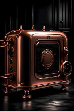 Please produce a photo of an electric oven inspired by copper, which is a new photo and for the cover of a poster. Please, it should be kitchen appliances. The number of items should be less