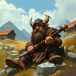 western dwarf bandit relaxing realistic fantasy art