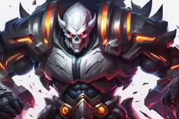 Huge Sion 8k sci-art drawing style, white ghoul, Jaw iron, big muscles, huge hatchet, league of legends them, neon effect, apocalypse, intricate details, highly detailed, high details, detailed portrait, masterpiece,ultra detailed, ultra quality