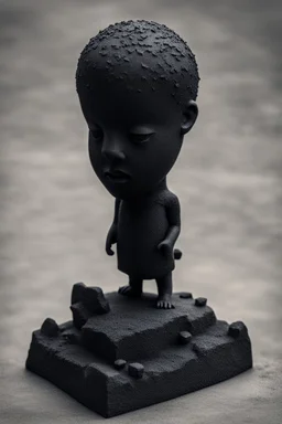 an ominous small statue made of black stone