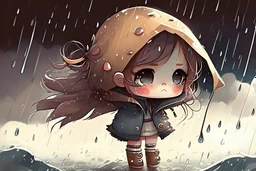 cute chibi girl in the storm