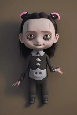 Wednesday Addams toddler, robocop, full body, jump, bokeh, hyper realistic