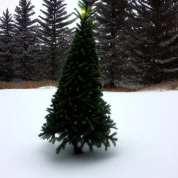 lonely christmas tree in alpine biome no snow