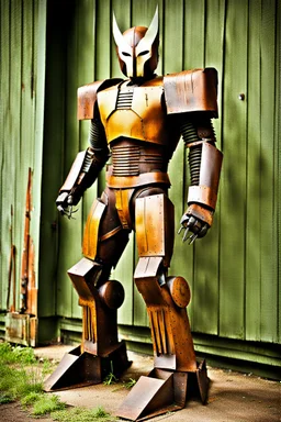 Rusted half-robot Wolverine, photograph
