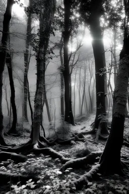 black and white fairy trees forest extra magical