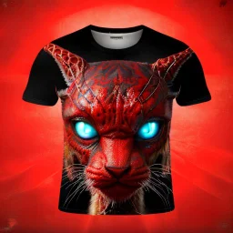 A detailed avatar portrait cute alien animal Figure in a provocative pose holding a symbol of power and wearing headphones Raw gritty Gothic t-shirt design Dark reds and blacks bright bloody red background Distorted or blurred splash imagery that suggests violence and chaos t-shirt design 3D vector art