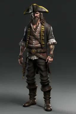 pirate, realistic style, full figure frontal view, no beard and hair