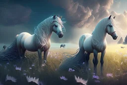 fantasy magical horses in a field