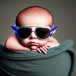 newborn baby wearing sunglass