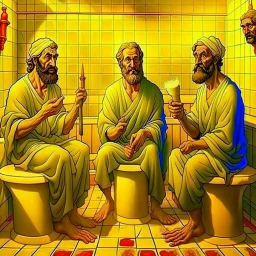 wc ülnek, az apostolok a klosett, wc kefe a kezükben
