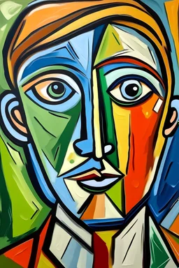 RETRATO DE MEDIO PERFIL DE UN ADOLESCENTE VARON AL ESTILO DE PICASSO