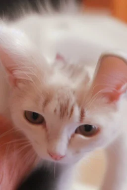 the cat's mother's attention to him in cleanliness by removing the hair of the head as if he was a Created small cat bald person with hair behind the head and ears and for hair from the right side of the head is long and covered with the rest of the baldness in the other direction This is the indicator that you find on a lot of bald men