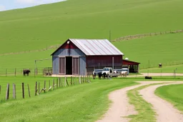 scenic photo of a Dairy farm with barn