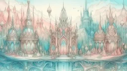 pencil sketch, pastel color, relaxation, luxury, dream world, calm beauty, symmetry, fantasy world, magic, beautiful composition, exquisite detail