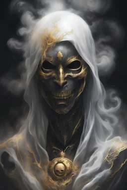 Portrait phantom anime Ghost realistic Gold Silver black Smiley Smoke Dust 16k Details epic Rare specter phauntem