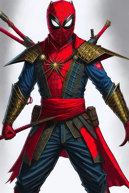 Spider-Man as a futuristic samurai
