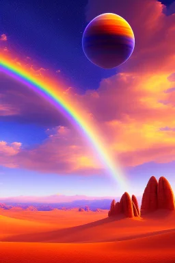 Ufo rainbow, intergalactique, trés belles couleurs, cosmic, colours, planet, gold, realistic, beau paysage futuriste, vaisseau extra terrestre