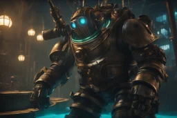 Big Daddy in 8k bioshock model with 8k solo leveling shadow artstyle, anime them, Underwater, neon water, full body, intricate details, highly detailed, high details, detailed portrait, masterpiece,ultra detailed, ultra quality