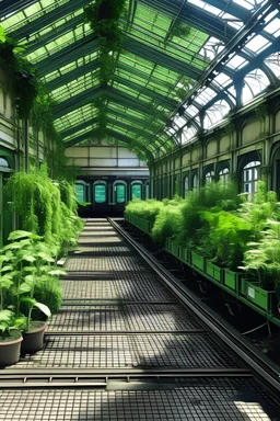train station with plants