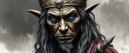 gandalf as dark brazilian woman , airbrush and pen outline