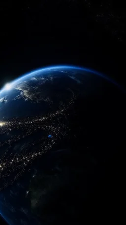 Earth view from a distance, a lot of Intelsats orbiting around Earth, a shape of devilish dark body , Cinematic interstellar
