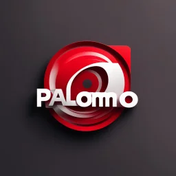 Logo for video channel with the text "Palomo Chanell" minimalist 3D red and white colors"