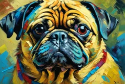 Portrait of a pug in style of Chris Forsey