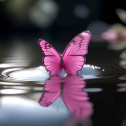 a pink butterfly inside the water