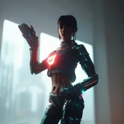 Cyberpunk outfit cyborg girl unreal 5, octane render,cinema4d, dynamic lighting, dramatic lighting, 4k, redshift render, highly detailed, hyper realistic, in space