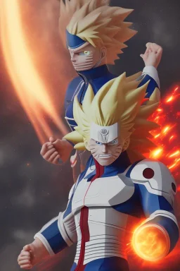 Naruto vs All Might, macro lens, centered camera, intricate details, small minutiae, tiny features, particulars, colorful, 8k, least ambient occlusion, volumetric lighting,